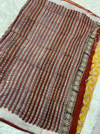 BAGRU BLOCK PRINT LINEN COTTON SAREE