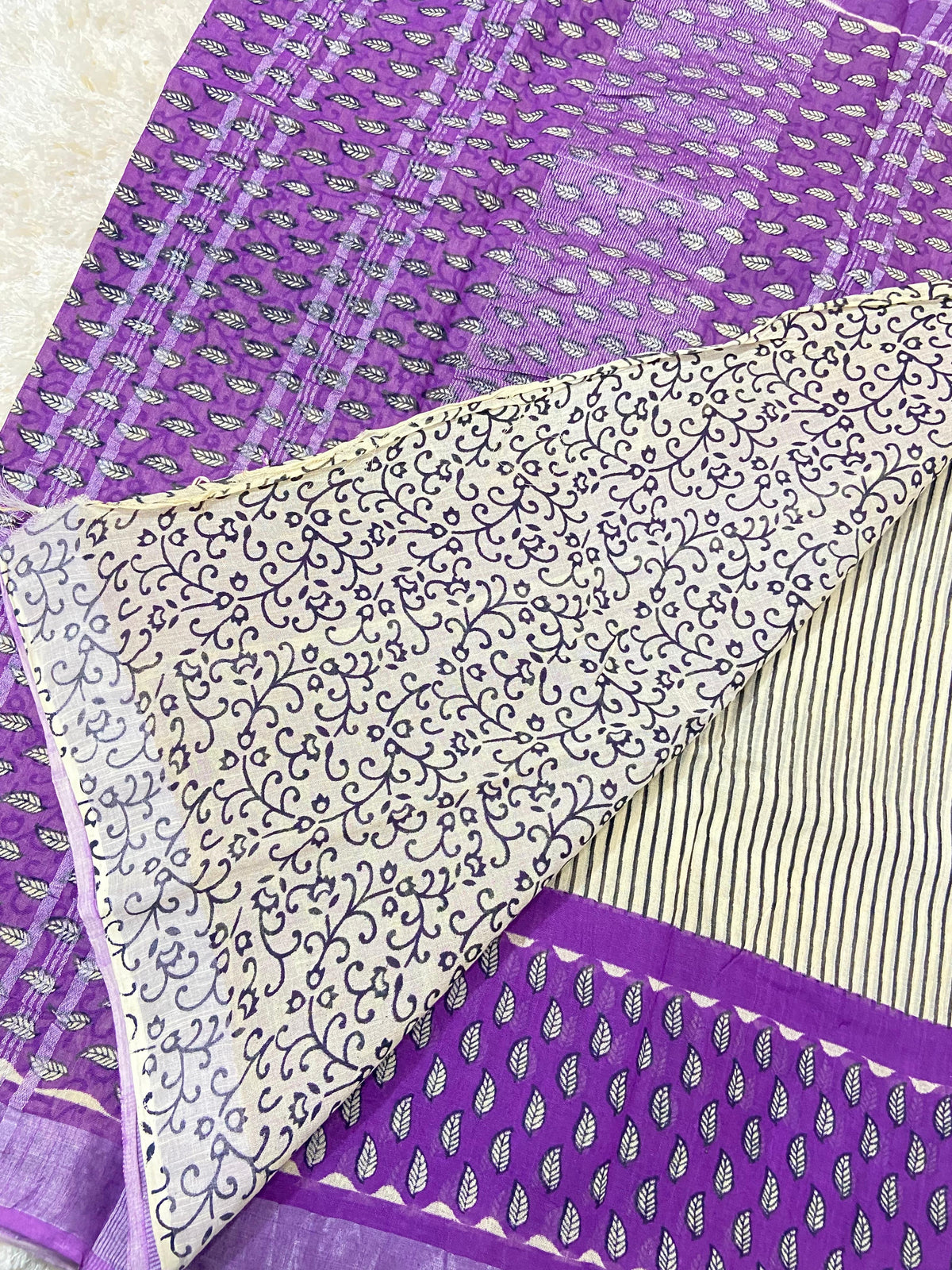 BAGRU BLOCK PRINT LINEN COTTON SAREE