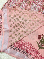 BAGRU BLOCK PRINT LINEN COTTON SAREE