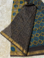 BAGRU HAND BLOCK MAHESHWARI SILK SAREE