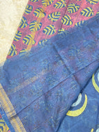 BAGRU HAND BLOCK MAHESHWARI SILK SAREE