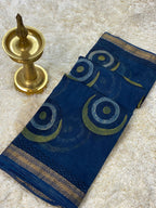 BAGRU HAND BLOCK MAHESHWARI SILK SAREE
