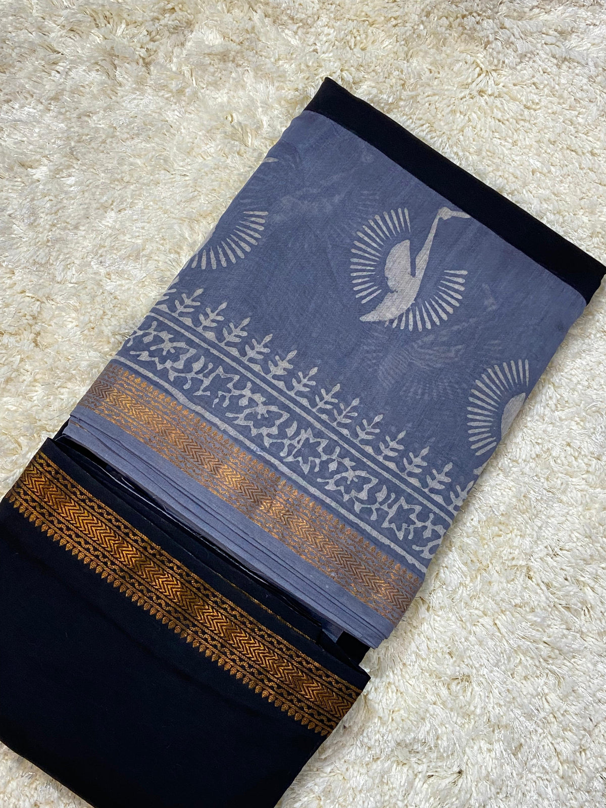 BAGRU HAND BLOCK MAHESHWARI SILK SAREE