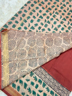 BAGRU HAND BLOCK MAHESHWARI SILK SAREE