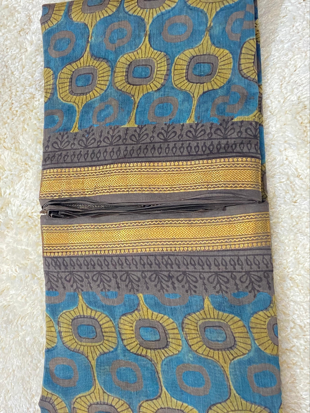 BAGRU HAND BLOCK MAHESHWARI SILK SAREE
