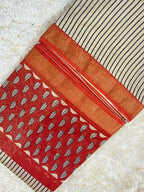 BAGRU HAND BLOCK MAHESHWARI SILK SAREE