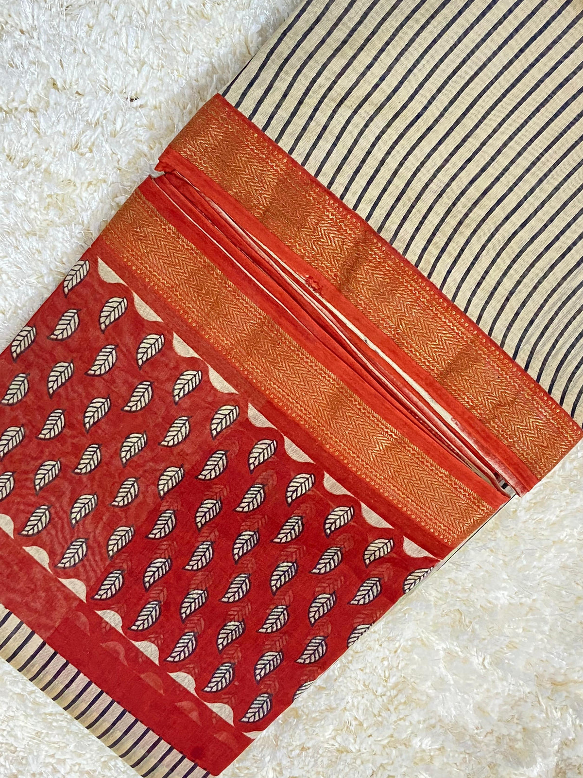 BAGRU HAND BLOCK MAHESHWARI SILK SAREE