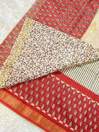 BAGRU HAND BLOCK MAHESHWARI SILK SAREE
