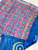 BAGRU HAND BLOCK MAHESHWARI SILK SAREE